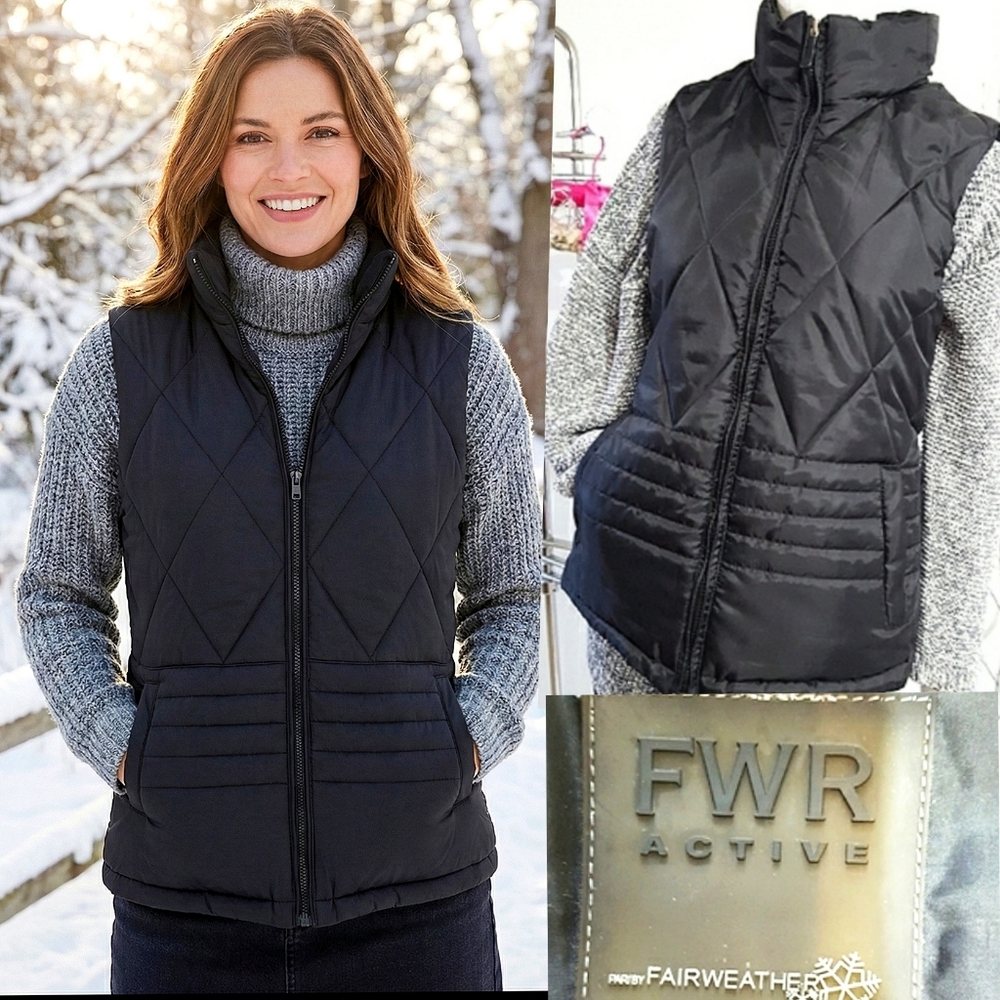 Y2K🔥Fairweather☃️Black Puffer Quilted Fall/Winter Vest Jacket